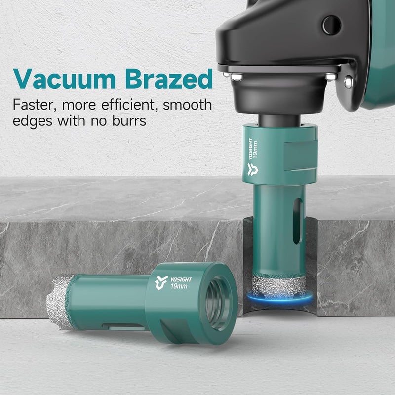 YOSIGHT 3/4 Inch Diamond Hole Saw - 19 mm M14 Shank Diamond Core Drill Bit for Angle Grinder, Dry/Wet Hole Opener, Ideal for Tile Granite Marble Glass Ceramic Brick Stone - Image 3